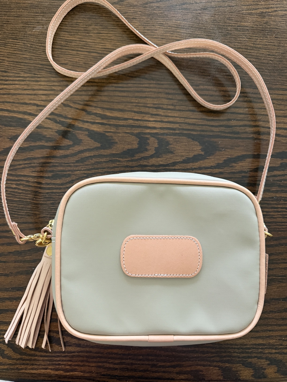 Crossbody Camera Bag in Light Sage and Blush